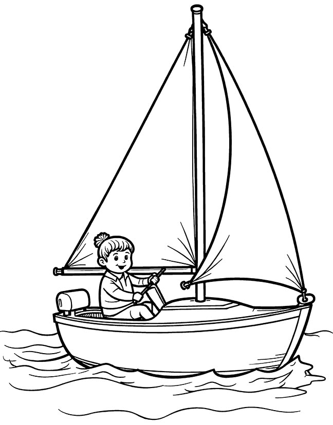 Sailboat race coloring page